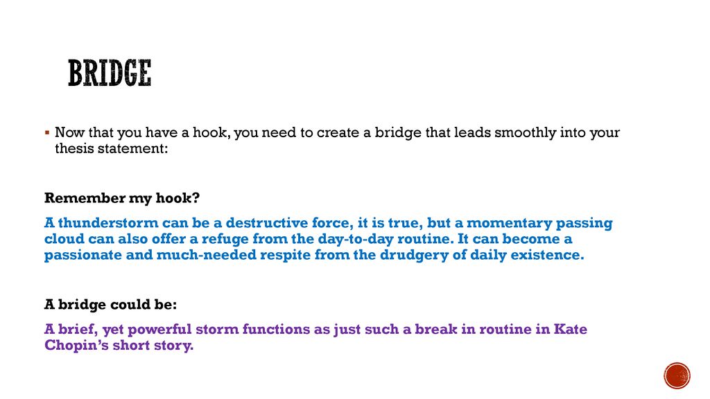 how to write a hook bridge and thesis outline